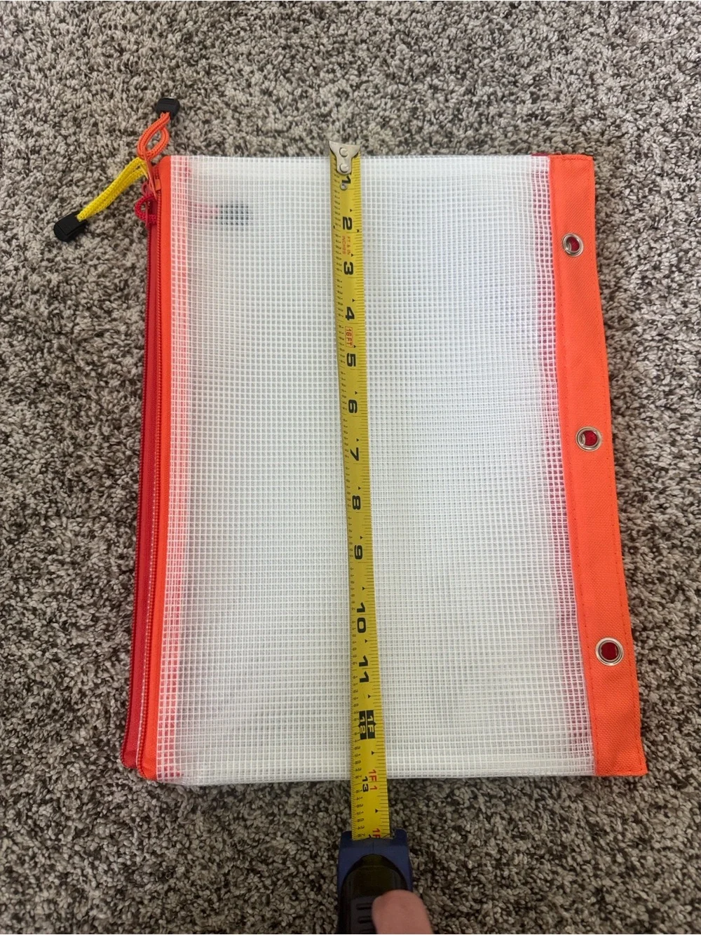 3 Pack Mesh Zipper Pouches in Orange, Red, and Yellow